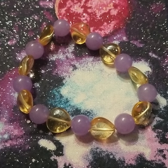 Handmade Amber and Quartzite bracelet - Picture 1 of 2